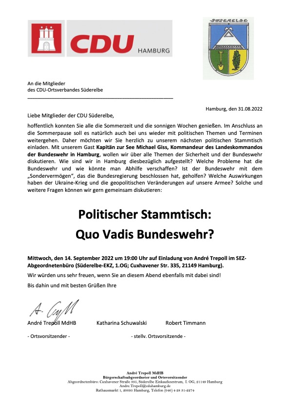 olitischer Stammtisch: Quo Vadis Bundeswehr?
